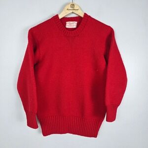Vintage 1950s Wool Sweater Tony Venturas Everett MA Sporting Goods Red Crew Neck
